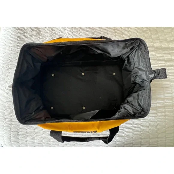DEWALT 20 Inch Heavy Duty Tool Bag Yellow Black Wide Mouth Storage Organizer - Picture 2 of 11